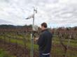 Paul Goldberg, vineyard manager, Bettinelli Vineyards, uses his smart phone to check weather station data from vineyards throughout Napa Valley.